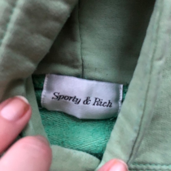 Sporty & Rich Green Logo Embroidered Green Hoodie - Picture 5 of 5
